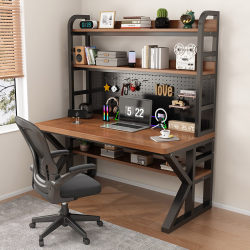 Computer Desk Desktop Home Student Study Writing Desk Pegboard Desk Bookshelf Integrated Desk Solid Wood Office Desk