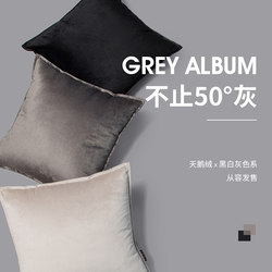 Black and White Gray Solid Color Velvet Throw Pillow Nordic Sofa Living Room Cushion Modern Office Lumbar Support Model Room Pillow