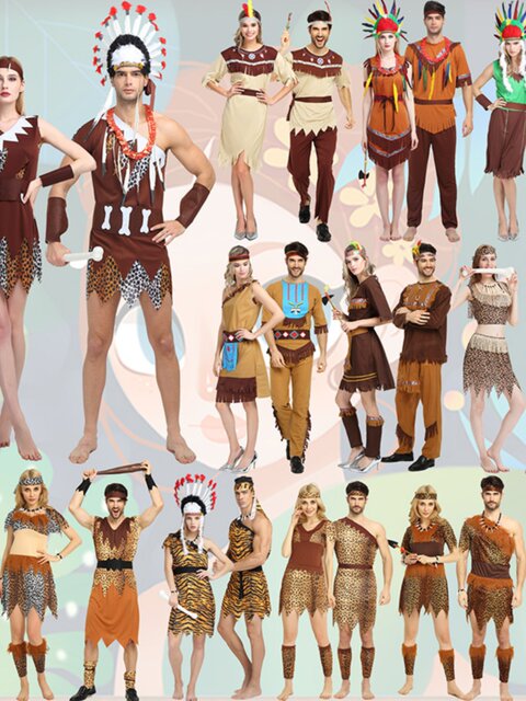 Savage clothing primitive African savage Indian clothes men and women leopard -top indigenous hunter performance clothing