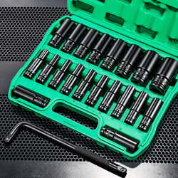Electric Wrench Socket Set, Extended Automotive Repair Socket Set, Large, Medium, and Small Hex Socket Heads, Impact Wrench Socket Combination Tool Set