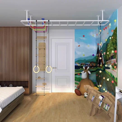 Fitness Equipment Indoor Ceiling-Mounted Ladder Single and Double Parallel Bars Yoga Exercise Ribbed Wood Integrated Disassembly and Assembly Rack Soft Ladder