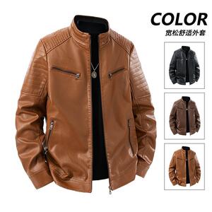 
M-6XL cross-border large size motorcycle leather jacket for men spring and autumn new handsome high street leather jacket