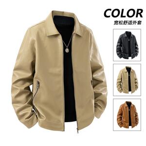 
Cross-border popular leather jacket for men, foreign trade classic PU leather jacket, motorcycle leather jacket