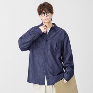 
American heavyweight imitation denim shirt men's long-sleeved spring retro workwear pocket shirt lapel jacket price control 11