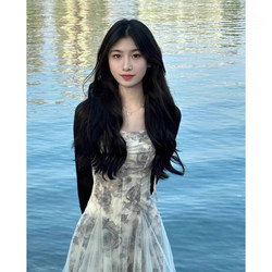 New Chinese-Style Ink Painting Suspender Dress for Women, Summer 2026 New French Tea Break National Style Long Dress, Spring and Autumn Set