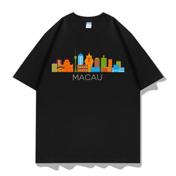 Macau Cultural Elements Creative Tourism Short-Sleeve T-Shirt Clothing Half-Sleeve Base Cultural Shirt Trendy