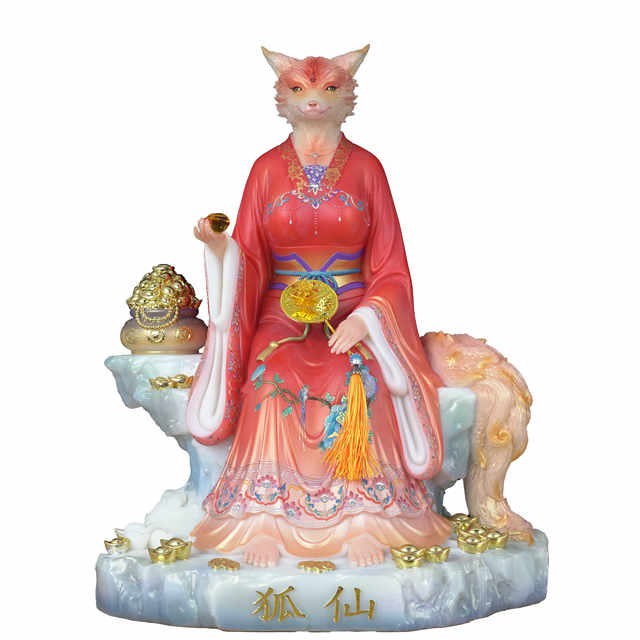 Fox Queen Ornaments White Marble Fox Queen Statues Worship Ornaments ...