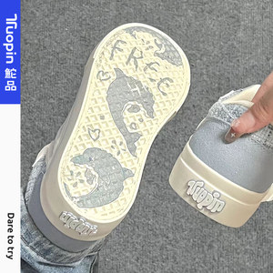 
Tuopin wishing party sneakers for women spring new niche canvas shoes blue casual sports shoes versatile bread shoes