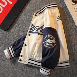 French Children's Clothing Boys' Autumn Jacket Spring, Autumn, and Winter 2026 New Style Clothes Boys' Padded Big Kids Baseball Jacket