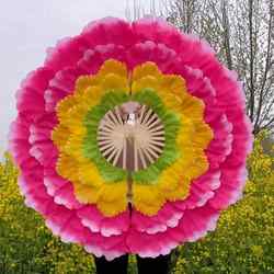 Peony Flower Fan with Large Petals, Dance Fan for Square Dancing, Performance Fan, Rotating Fan, Wrist Fan