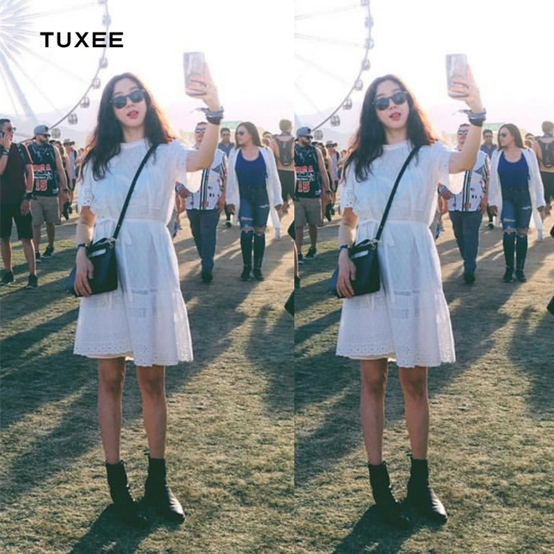 Tuxee郑丽媛音乐节同款白色宽松连衣裙流行娃娃裙复古山本裙