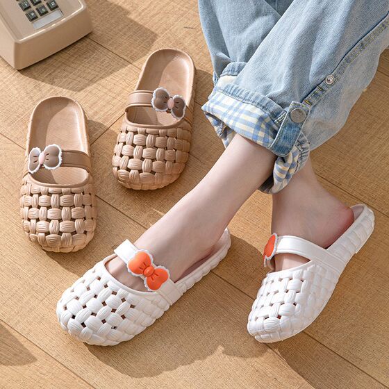 2024 new Baotou slippers for women in summer, versatile and fashionable outdoor wear student dormitory non-slip home slippers for women
