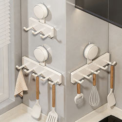 Kitchen Suction Cup Hooks, No-Drill Wall-Mounted Storage Rack, Multifunctional Strong Load-Bearing Organizer for Spatulas and Spoons