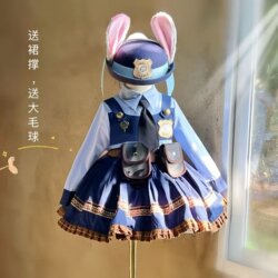 Judy Rabbit Police Officer Cos Clothes Girls' Lolita Princess Long Sleeve Dress Children's Puffy Birthday Dress