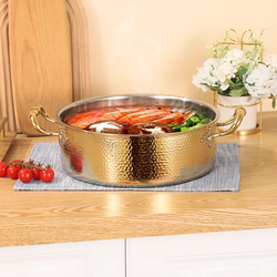 Stainless Steel Thickened Three-Layer Steel 304 Hammered Texture Hot Pot Clear Soup Yin-Yang Pot for Home Use Large Capacity Commercial Pot