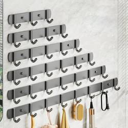 No-Drill Towel Rack with Hooks for Bathroom, Wall-Mounted Storage Shelf for Toilet and Bathroom, Behind-The-Door Towel Bar Hook