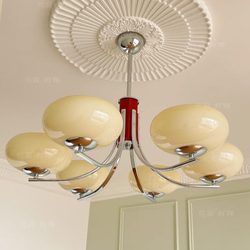 Vintage French Bauhaus Solid Wood Living Room Chandelier, Cream Style Retro Nordic Dining Room Bedroom Lamp, Study Lighting Fixtures