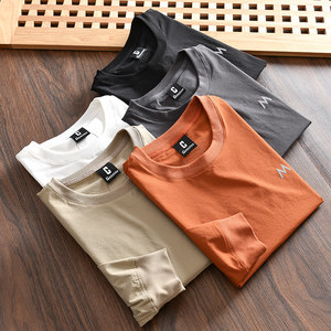 Export single! Check texture fabric! New fast drying, breathable, high elastic round neck long-sleeved T-shirt for foreign trade. Autumn
