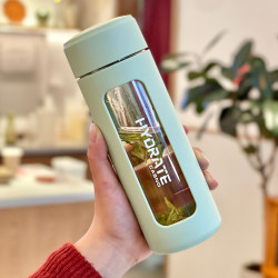 2025 New Style Glass Water Cup for Girls, High Appearance Value, Simple, Portable, Drop-Resistant, High-Temperature Resistant, Tea-Water Separation Tea Cup