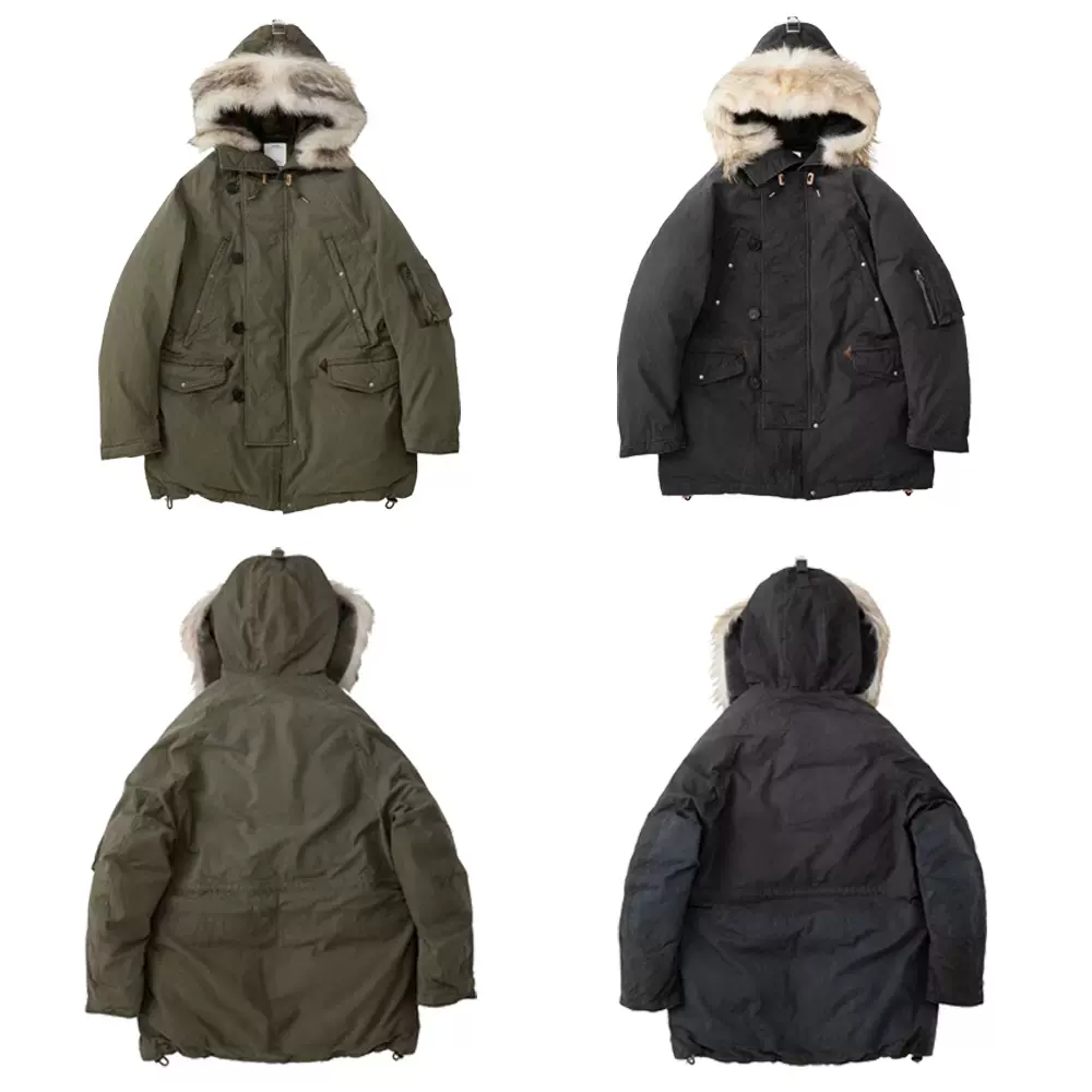 VISVIM FIL 22AW valdez down coat 狼毛领泥染水洗白鹅绒羽绒服-Taobao