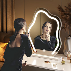 Cloud Makeup Mirror for Home Use, Tabletop with Led Lights, Trendy Women's Dressing Table Mirror, Light Luxury Style Large Mirror