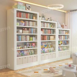 Library Steel Bookshelf Floor-Standing Storage Rack Living Room Storage Multi-Layer Storage Cabinet Children's Picture Book Rack Wrought Iron Bookcase