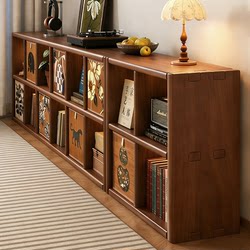 Solid Wood Bookshelf, Living Room Storage Rack, Bookcase, Storage Cabinet, Integrated Vintage Style Modular Cabinet, Free Combination Shelf, Display Cabinet