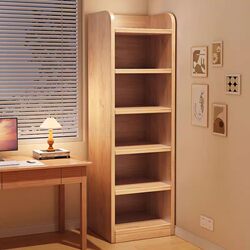 All-Solid Wood Bookshelf, Floor-Standing Storage Rack, Children's Bookcase, Living Room Home Use, Integrated Wall-Mounted Storage, Simple Narrow Gap