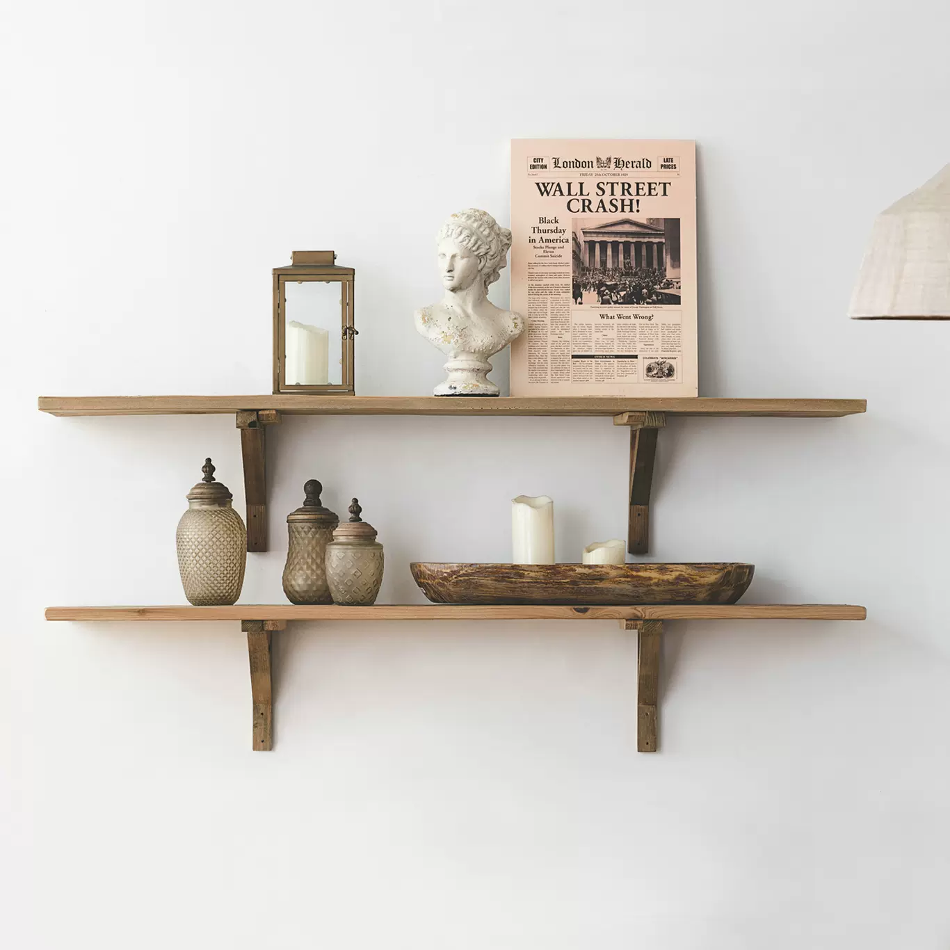 Retro 复古做旧装饰墙托架置物架装饰层板架子实木墙