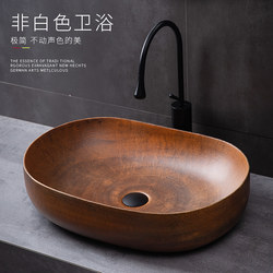 Countertop Basin Balcony Washbasin Single Basin Ceramic Art Retro Washbasin Home Bathroom Sink Basin