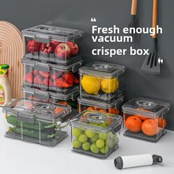 Vacuum Preservation Box Manual Sealing Food Storage Box Transparent Plastic Household Refrigerator Storage Kitchen Sealing Jar