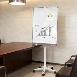 Aucs Aoshi Mobile Glass Whiteboard Writing Board Office Stand with Wheels Magnetic Conference Training Teaching Lecture Flipchart Whiteboard Erasable Magnetic Children's Drawing Board Blackboard
