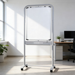 Aucs Whiteboard Stand-Type Office Teaching Magnetic Whiteboard with Paper-Hanging Feature, Standing Lecture Board, Conference Training Mobile Double-Sided Blackboard Stand-Type Reversible Small Whiteboard Writing Board 60*90cm
