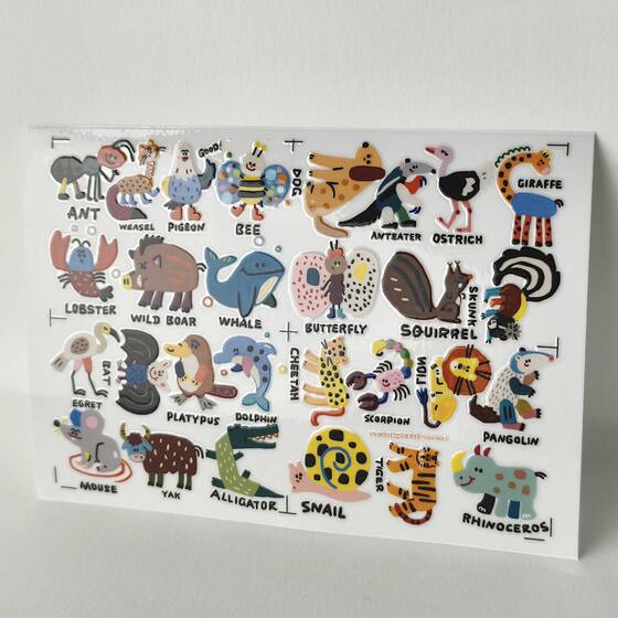 
Cartoon color animal hollow three-dimensional waterproof handbook decoration sticker water cup notebook UV transfer sticker crystal label