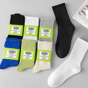 
Socks pure cotton men's summer mid-length sports deodorant long youth 100% Xinjiang cotton long white socks large size