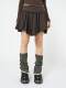Minga new product A -line retro Y2K brown low waist double -layer buttons decorative side zipper asymmetric skirt