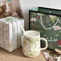 High-Quality Ceramic Mug with Lid and Spoon, a Birthday Gift for Girls, Glazed Drinking Cup, Souvenir Gift