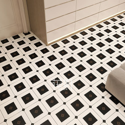 Huayan Black and White Big-Name Tile Retro Style Kitchen Cafe Milk Tea Shop B&B Bathroom Clothing Store Entrance Floor Tiles