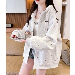Girls' Hooded Sweatshirt Jacket, Spring and Autumn Clothing, Middle and High School Students, Girls, Super Nice, Preppy Style Baseball Uniform