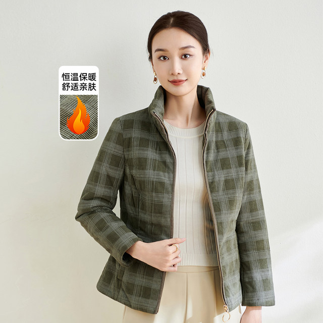 
Xiangmulan 2025 middle-aged and elderly mothers' fashionable plaid cotton coats, western style large size long-sleeved cotton coats for women