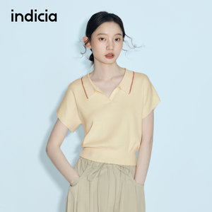 
indicia mark 2026 new summer women's mulberry silk cotton yellow sweater short top L2B6ZZ071