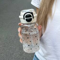 Hengdu Original Black and White Cat Tritan Plastic Water Cup for Women, Summer Student High-Quality Cute Double Drinking Straw Cup