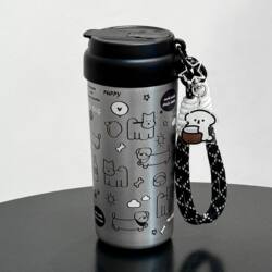 Hengdu New Puppy Paradise Insulated Cup with Straw, Ceramic Liner, High-Capacity Water Cup for Women, Coffee Cup
