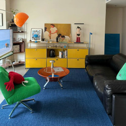 Blue Carpet for Living Room, Mid-Century Bauhaus Style Sofa, Coffee Table Rug, Washable and Wipeable, Full Coverage for Bedroom, High-End Floor Mat