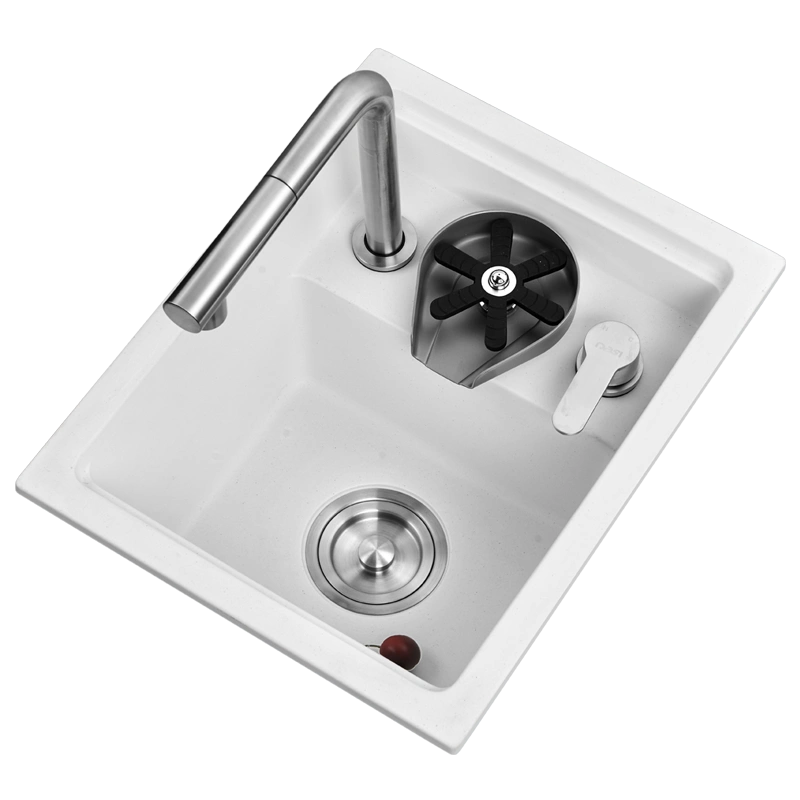 耐思厨房多功能阶梯式水槽带高压洗杯器水槽家商用单槽高低洗菜盆 