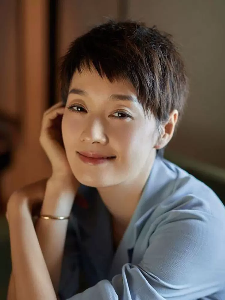 假发女短发 网红圆脸自然斜刘海全真发丝帅气时尚全头套式假发套