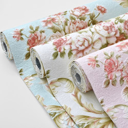 Self-Adhesive Wallpaper European-Style Tv Background Wallpaper Waterproof and Moisture-Proof Thickened 3D Stereo Warm Bedroom Flower Wallpaper