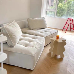Cream Tofu Block Sofa, Single Minimalist Tech Fabric Cube Module, Double Combination, Small Apartment Floor Lazy Chair