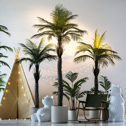 Coconut Tree Artificial Green Plant High-End Light Luxury Potted Plant Indoor Living Room Palm Tree Large Areca Palm Plant Decoration