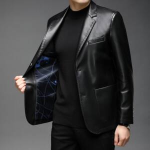 Leather men's autumn and winter new men's soft leather sungle leather jacket men's two buckle casual leather suits cross -border